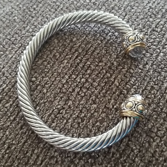 White & Yellow Gold Overlay 3.14 White Sapphire - Picture 10 of 13